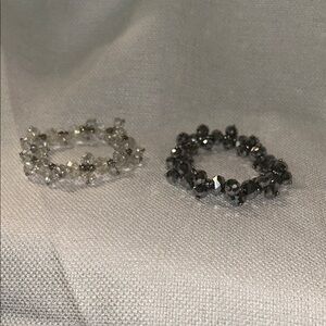 Elegant Black and Silver Beaded Rings
